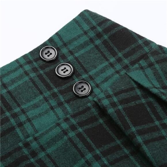 Plaid Skirt for Womens High Waist Aline Pleated Midi Skirts - Picture 3 of 6